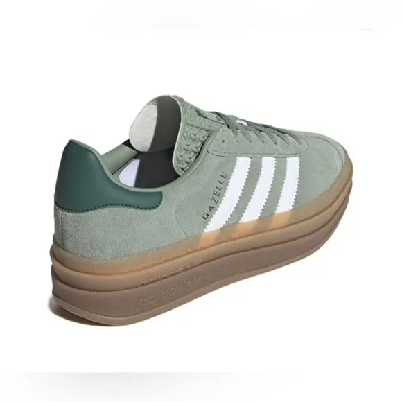 NWT Adidas Gazelle Bold Platform Gum Sole Shoes Silver Green Women’s Size 6 - Picture 4 of 14
